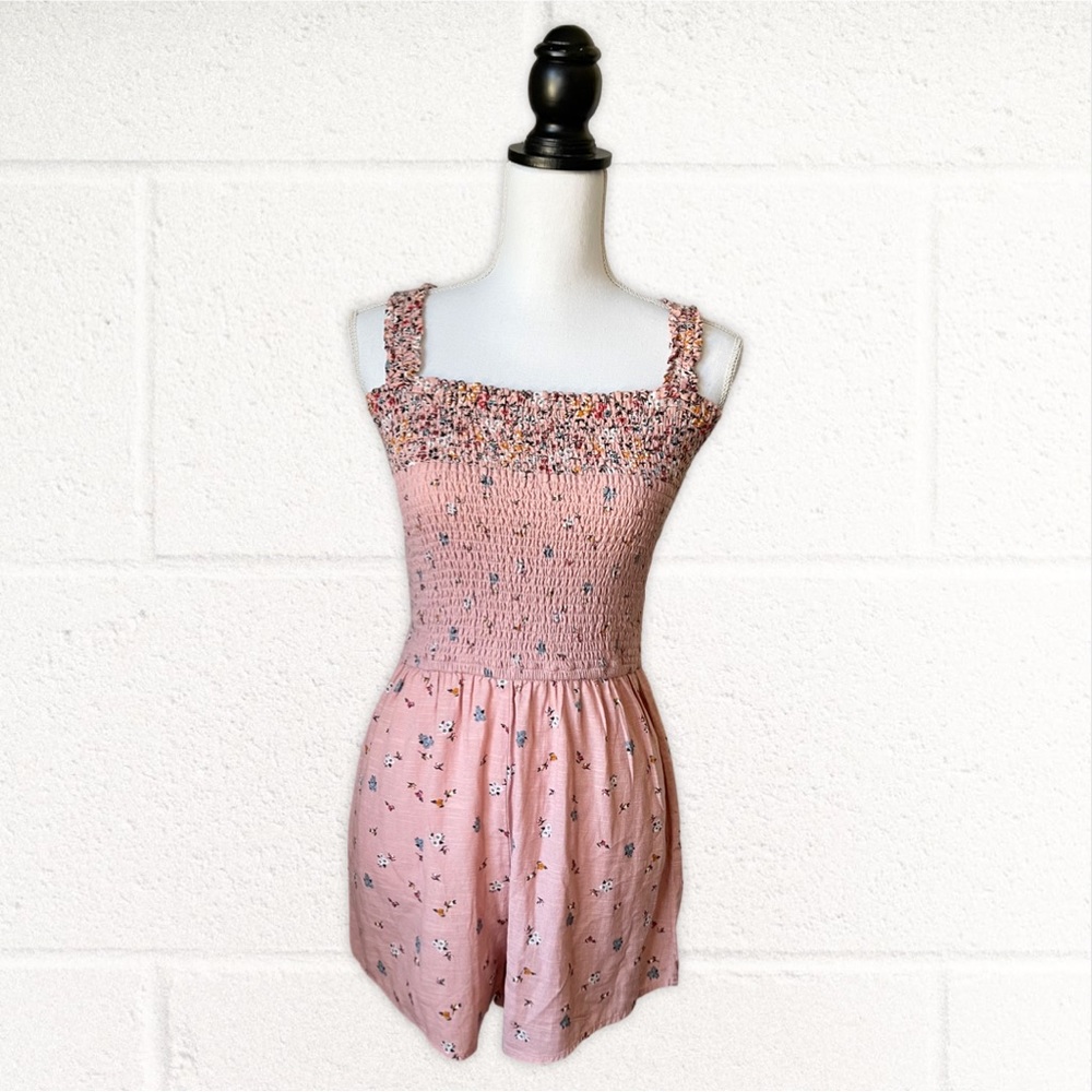 NWT True Craft Pink Floral Smocked Spring Romper One Piece